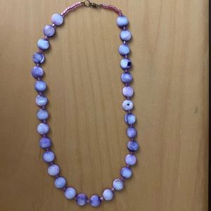 Lavender and Pink Mother of Pearl Beaded Necklace